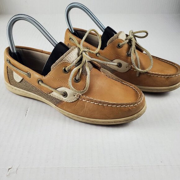 Sperry Topsiders Women's STS95589 Tan Leather Slip On Loafer Boat Shoes US 7.5M - Picture 4 of 10